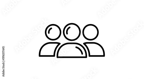 Simple Line Art Icon Representing a Group of People.