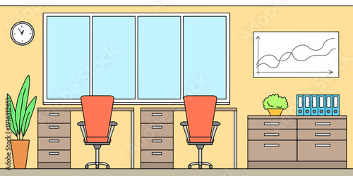 Office graphic color interior sketch illustration vector 