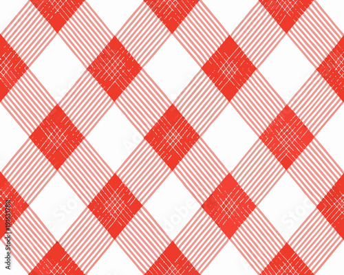 Red and white checkered pattern a seamless tablecloth design