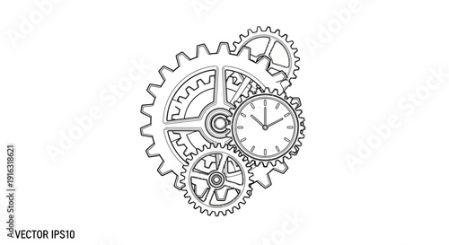 Vintage Clockwork Gears and Timepiece Mechanism, Steampunk Inspired