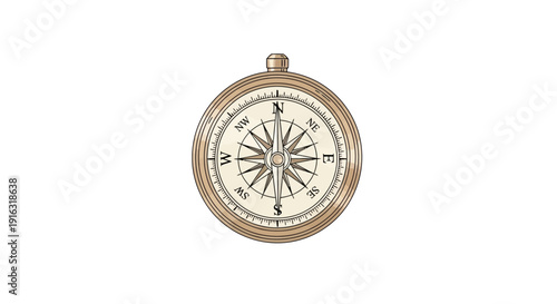 Vintage Compass Rose Nautical Navigation Tool