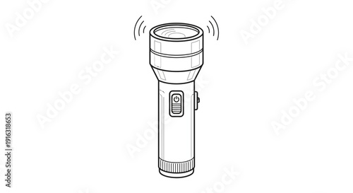 Vintage Flashlight with Light Beams and Sound Waves