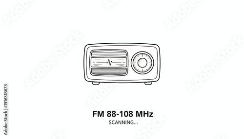 Vintage FM Radio Scanning Frequencies 88-108 MHz, Retro Technology