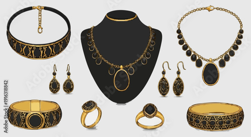 Luxury Jewelry Collection with Black Stones 1.