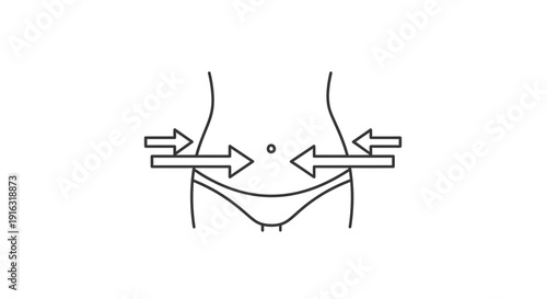 Slimming down waist, body contouring, weight loss, diet, fitness, health, woman's body, arrows