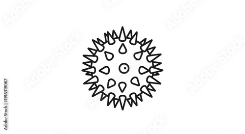 Spiky Ball Icon Vector Illustration, Abstract Geometric Shape, Minimalist Design