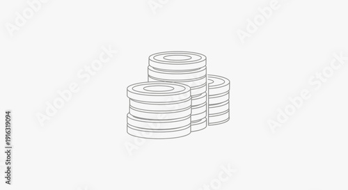 Stack of Coins Illustration, Financial Growth Concept, Minimalist Line Art