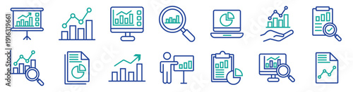 Manufacturing, Growth, and Data Report Outline Icons