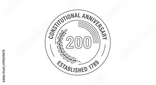 200th Anniversary of Constitution Established 1789 Emblem