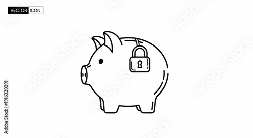 Piggy bank with padlock icon, secure savings, financial safety, investment protection concept