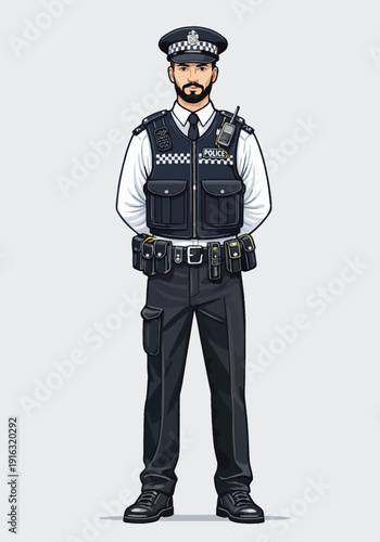 068-39-British male police officer wearing full uniform and tactical vest