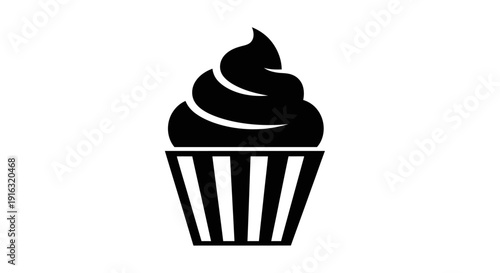 Delicious chocolate cupcake with swirl topping, sweet treat, dessert Vector