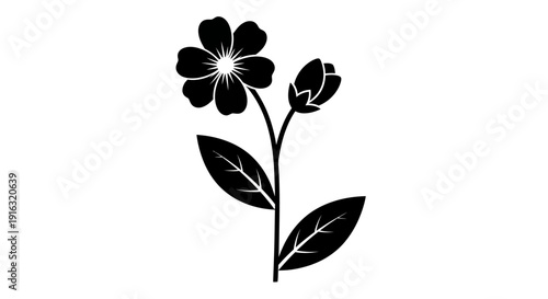 Black flower illustration, minimalist floral design, vector artwork Vector