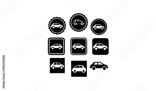 Geometric Sedan Car Logo Icon Set Modern Automobile Vector Collection on White