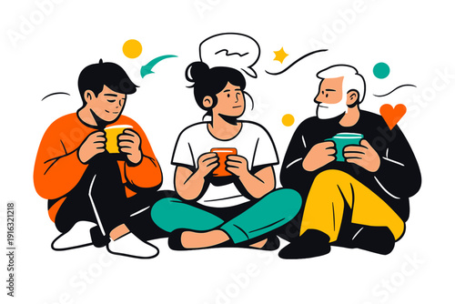 Post Holiday Reflection Post Holiday Quiet People sitting with warm mugs undecorated rooms soft morning light