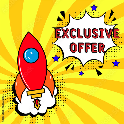 Wallpaper Mural Comic book explosion with text Exclusive offer, vector illustration. Vector bright cartoon illustration in retro pop art style. Upcoming events in pop art style. Exclusive offer, web banner Torontodigital.ca