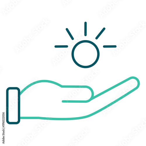 Outline Hand Rising Sun