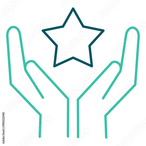 Outline Hands Holding Star