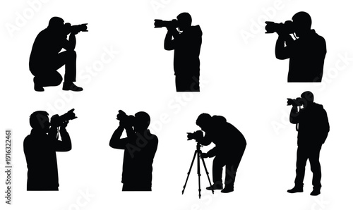 Photographer Silhouette Set – Professional Camera and Photography Vector Collection