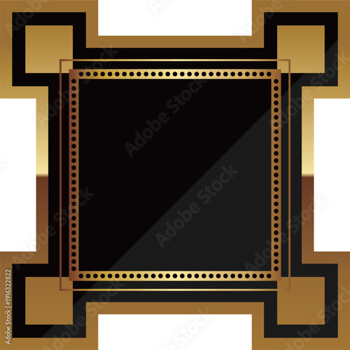 高級感のあるアールデコ風フレーム　ブラック＆ゴールド