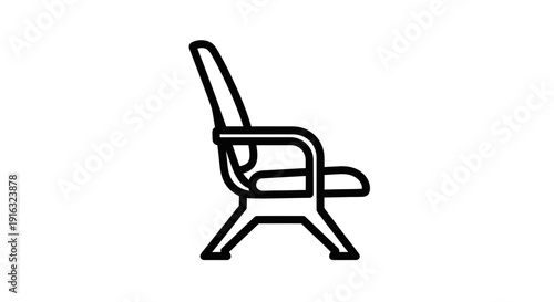 Modern waiting room chair icon, minimalist design, vector illustration