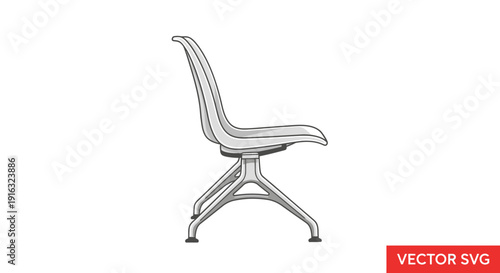 Modern Waiting Room Chair, Ergonomic Design, Office Furniture, Isolated on White Background