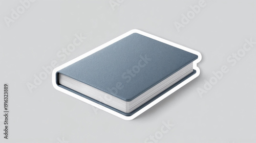 Modern blue book with white pages on desk