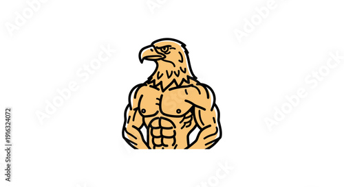 Muscular Eagle Mascot with Human Body - Strong Bird of Prey