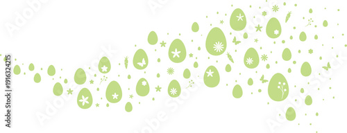 Green vector eggs wave banner, Easter day clip art element isolated border