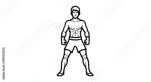 Muscular Man Standing Confident, Athletic Bodybuilder Silhouette, Fitness Motivation
