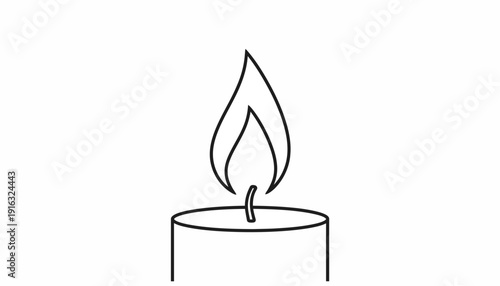 Minimalist Candle Flame Line Art Icon