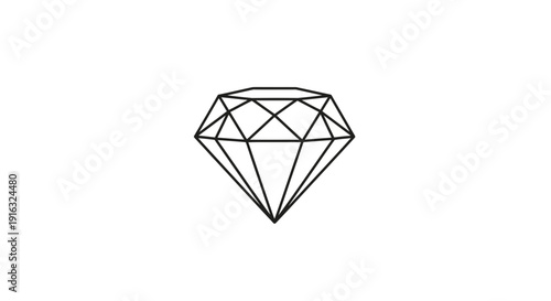 Minimalist Diamond Icon, Geometric Gemstone Outline, Luxury Jewel Symbol