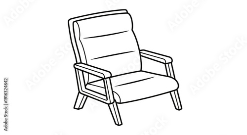 Minimalist Line Art of a Modern Armchair, Simple Furniture Icon
