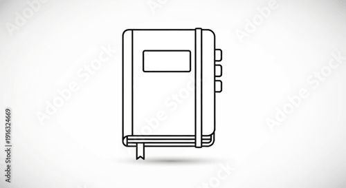 Minimalist Notebook Icon, Journal, Diary, Planner, Organizer, Stationery, Office Supplies, Vector Illustration