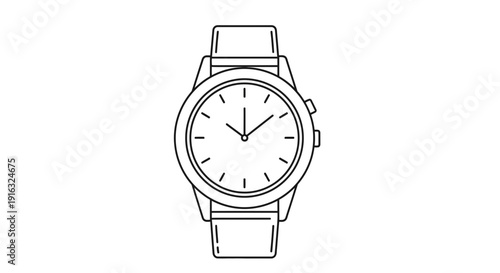 Minimalist Line Art Watch Icon: Classic Analog Timepiece Design