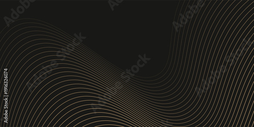 Elegant black and gold ribbons overlaid on a dark background decorated with glitter and bokeh. Modern