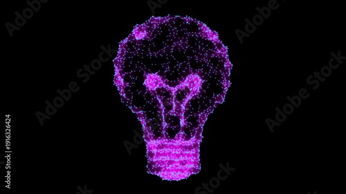 Abstract Geometric Light Bulb Animation, Seamless Loop, ProRes 4444 with Transparent and Black Backgrounds, Not AI generated