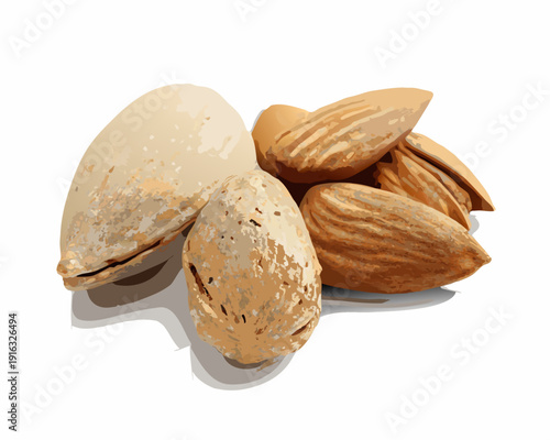 A small pile of almonds showcasing their textured shells and natural tones