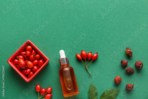 Bottle of cosmetic rose hip...