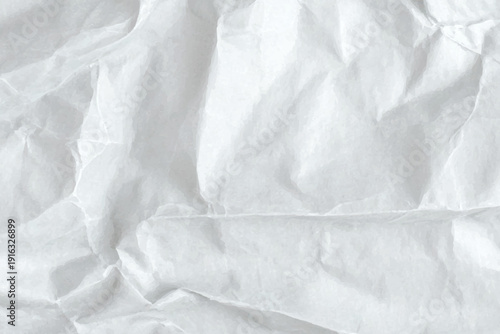 White crumpled paper texture background with realistic folds and shadows.