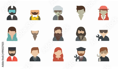 Minimal cartoon profession icons vector simplified professional people symbol set isolated