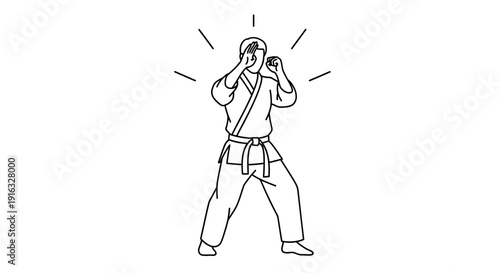 Martial Arts Fighter in Stance, Karate, Kung Fu, Fighting, Sports, Action, Dynamic, Silhouette