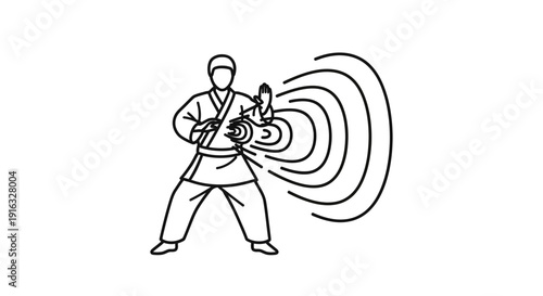 Martial Arts Fighter Performing Energy Blast Attack