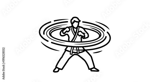 Martial Arts Fighter Performing Spinning Attack with Energy Aura