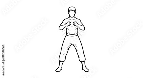 Martial Arts Fighter Ready to Strike in Dynamic Stance