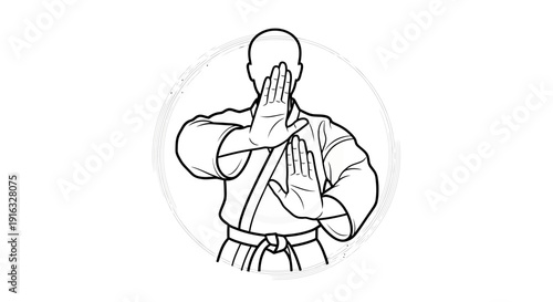 Martial Arts Karate Stance: Defensive Block with Open Hands