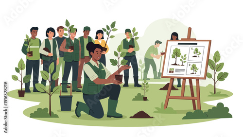 Community Tree Planting Event Volunteers Planting Saplings for a Greener Future.