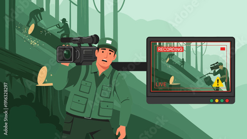 Deforestation Documentary Cameraman Captures Illegal Logging in Protected Forest.