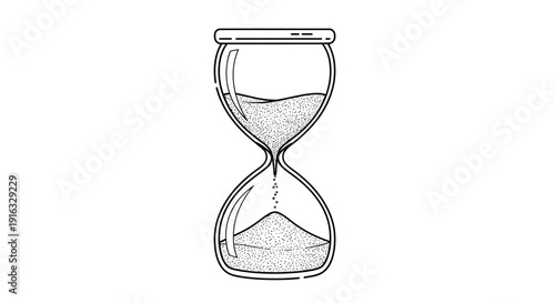 Hourglass with Sand Falling, Symbol of Time Passing, Deadline, and Urgency