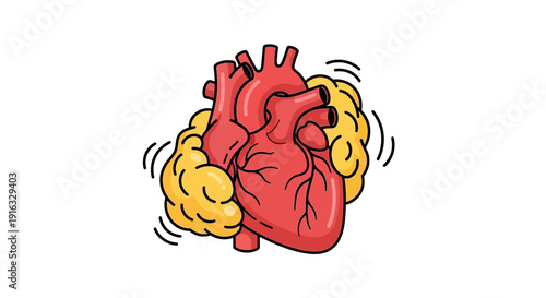 Human Heart and Brain Connected, Symbolizing Mind-Body Connection, Health, and Emotion